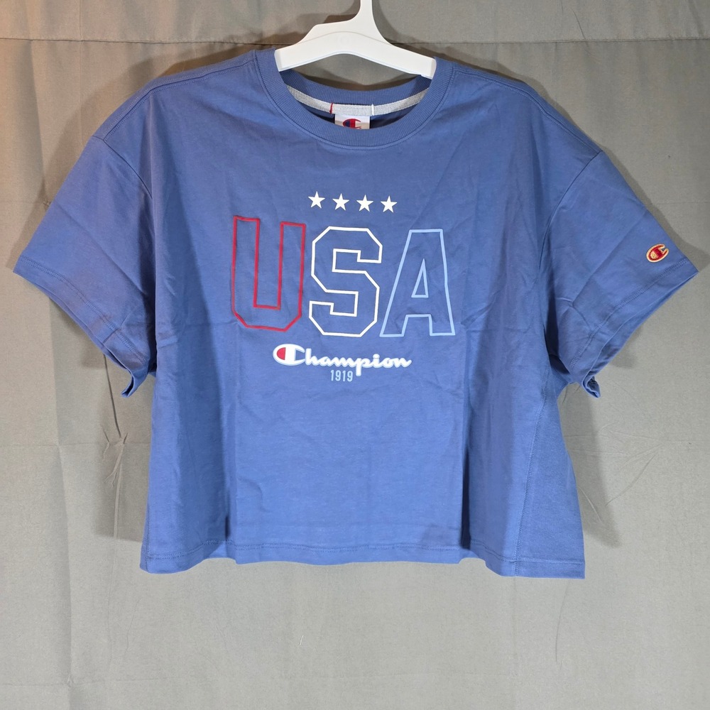 Champion USA Gold Medal Croppedβ Tee Coastal Fjord Blue 1X CPW254TS02007